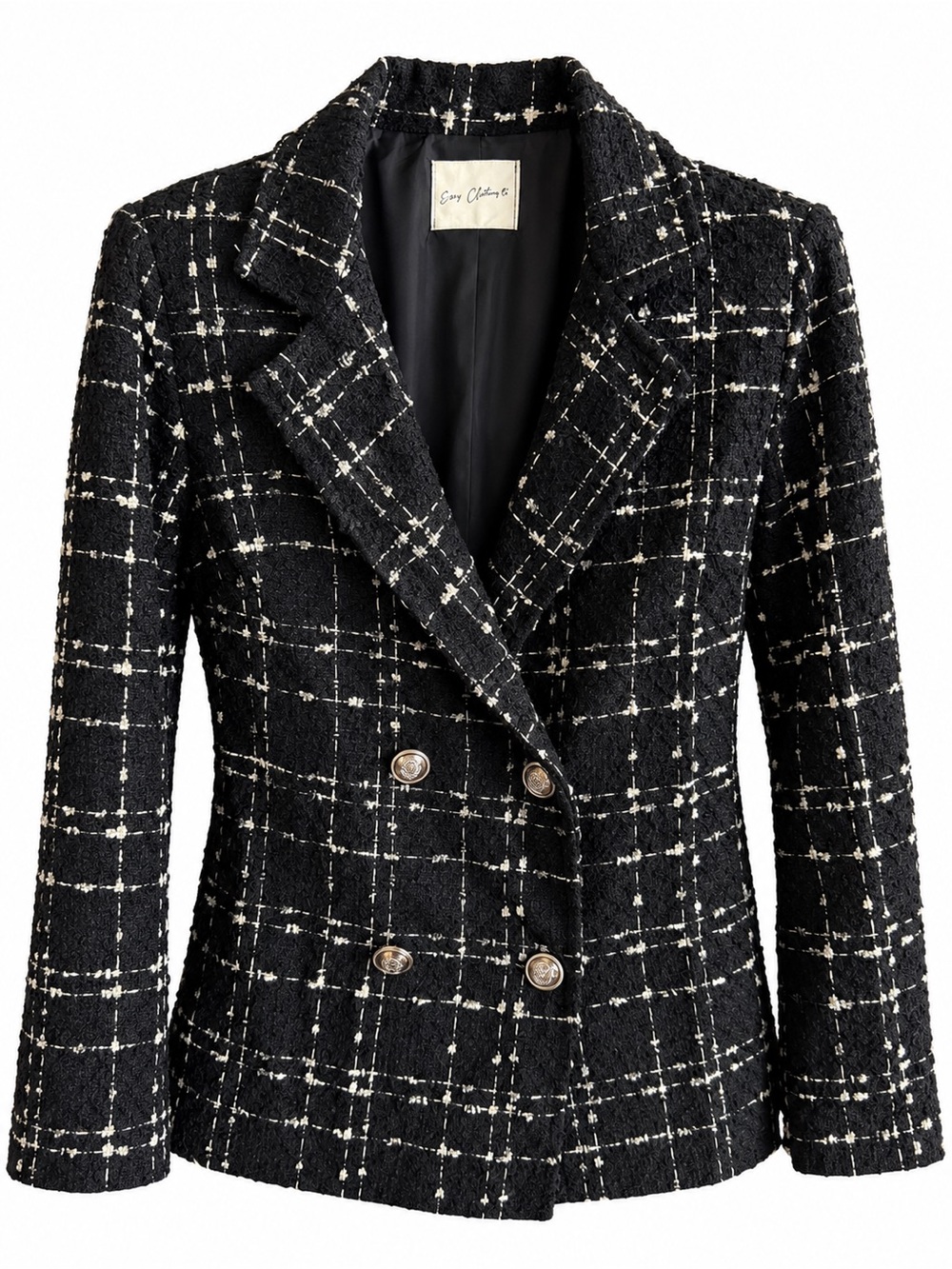 Easy Clothes French Brand Black & White Tweed Blazer Jacket Size S